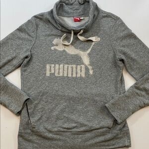 Puma Gray Funnel Neck Logo Sweatshirt Women’s Sz S